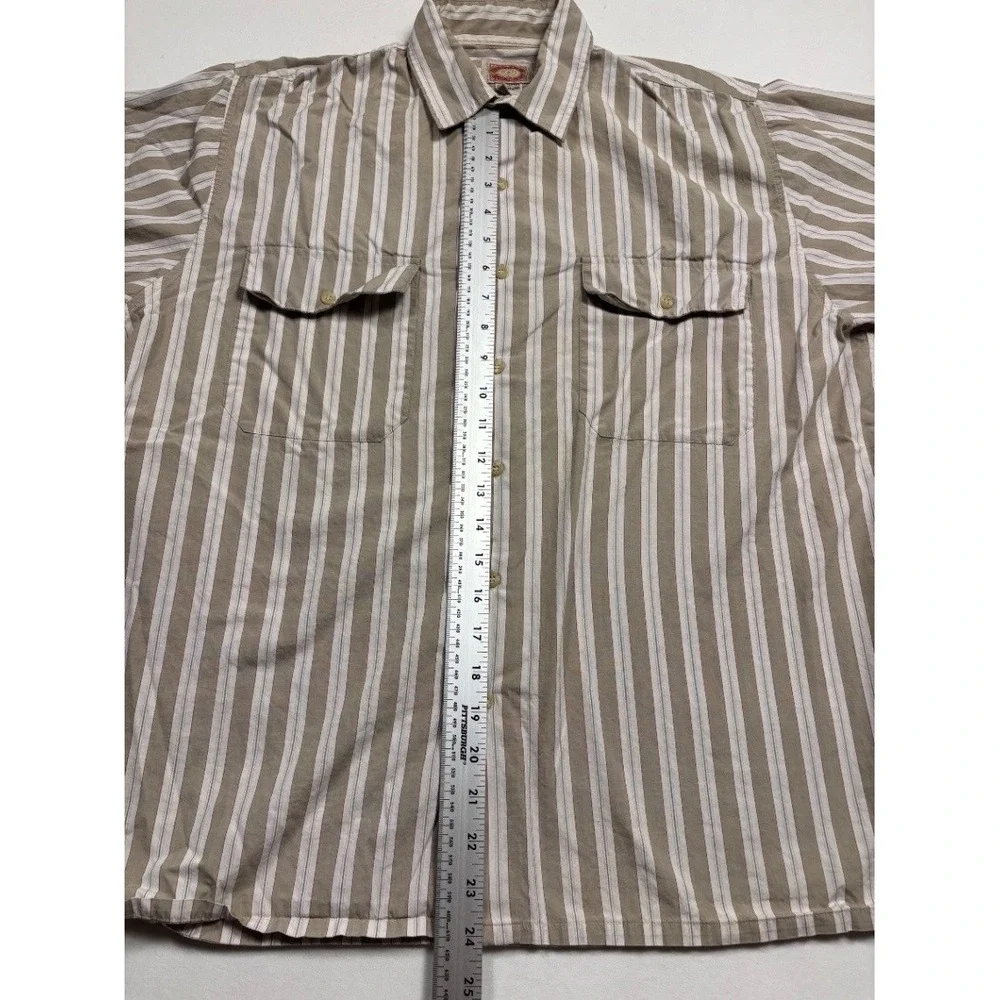 Banana Republic Mens Large Beige Striped Cotton Short Sleeve Button Down Shirt